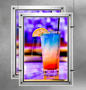 Лайтбокс светодиодный Crystal формата B0+ 1090х1490x14 мм двухсторонняя крепления по тросам